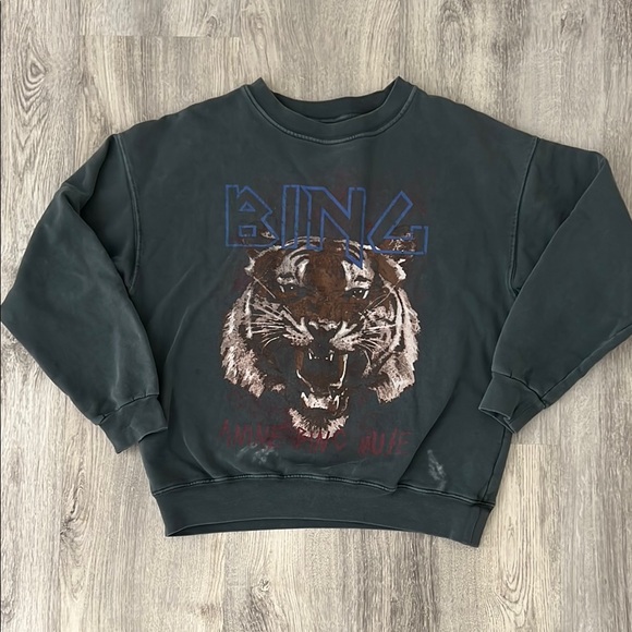 Anine Bing Black Graphic Sweatshirt - Picture 1 of 4